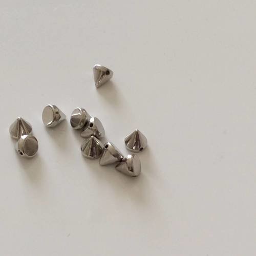 Perle connecteur clou de 6 *6 mm argente en acrilique 