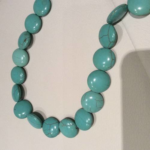 Perle en pierre de turquoise 18 mm ronde et plate 