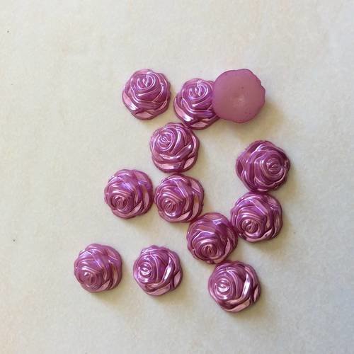 100 demi perle en forme de rose nacree violet a coller 12mm de diametre 