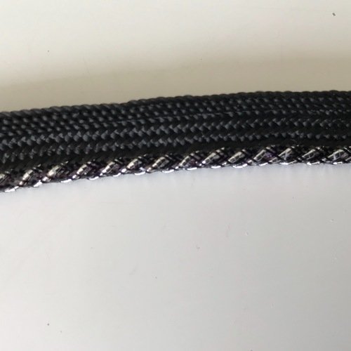 Passepoil noir et gris argent de 10 mm avec ruban 