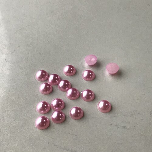 100 demi perle  a coller 10 mm de diamètre couleur rose 