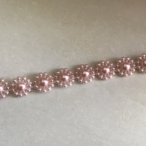 Ruban demi perle acrilique de 10 mm environ rose poudre