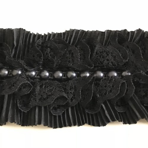 Ruban plissé de 5,5 cm en largeur avec ruban de perle cousu au milieu  