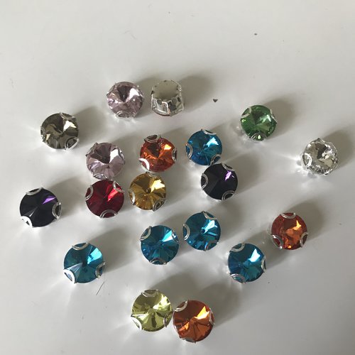 Strass en cristal multicolore  forme ronde 10 mm