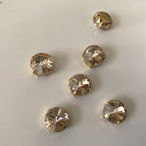 Strass en cristal doré forme ronde 10 mm