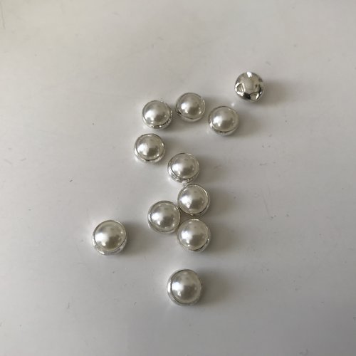 Demi perle à coudre socle argenté 6 mm