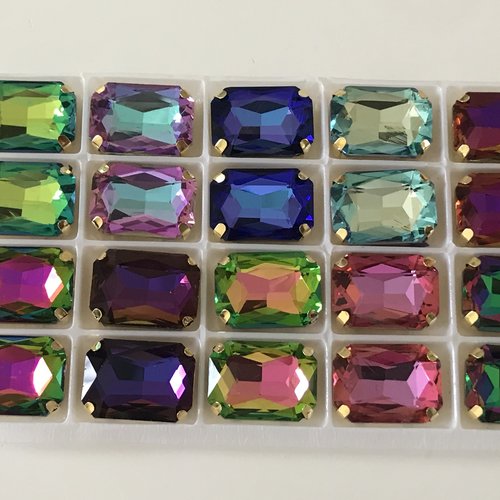20 strass en cristal 13*18 mm multicolore