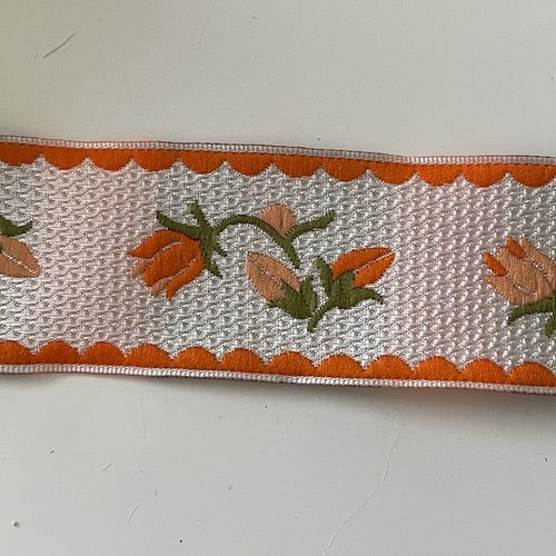 Ruban a motif de fleur orange 3, 5 cm a coudre
