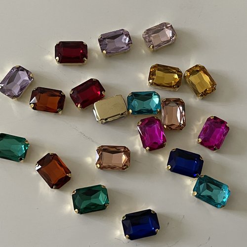 20 strass en cristal 10*14 mm multicolore