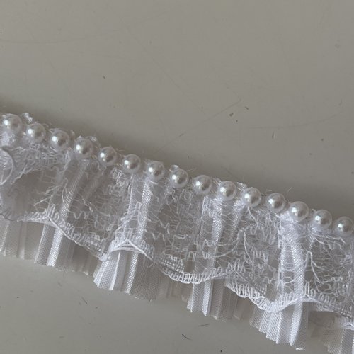 Ruban plissé de 2,5 cm en largeur avec ruban de perle