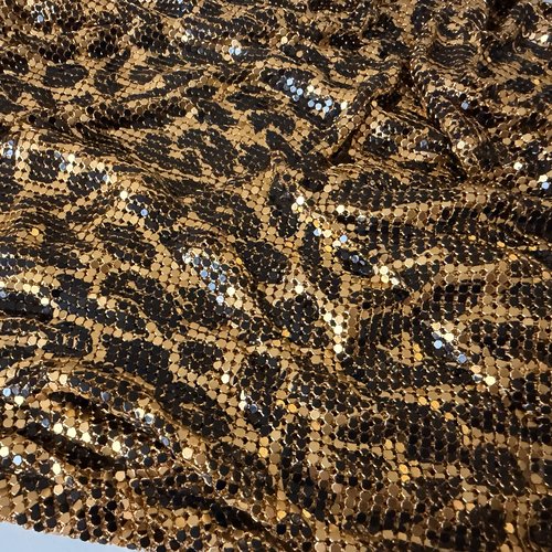 Tissus en maille métallisé leopard doré 150*45 cm environ
