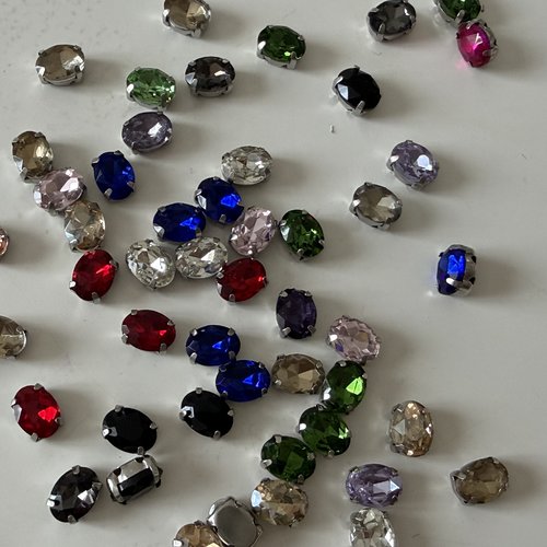 Lot de 50 strass en cristal 8*10 mm ovale