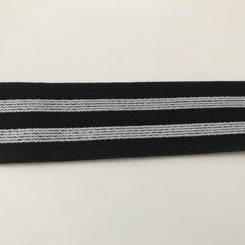 Ruban elastique noir et blanc 4 cm de largeur