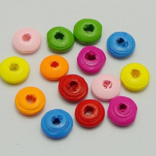 50 Mixte Perles intercalaires en Bois 8mm Perle rondelle 8 x 4mm Creation bijoux