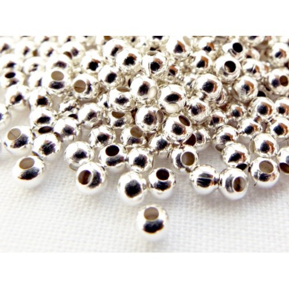 bijou collier 100 Perle en métal argente mat 3mm Brillant Creation bracelet