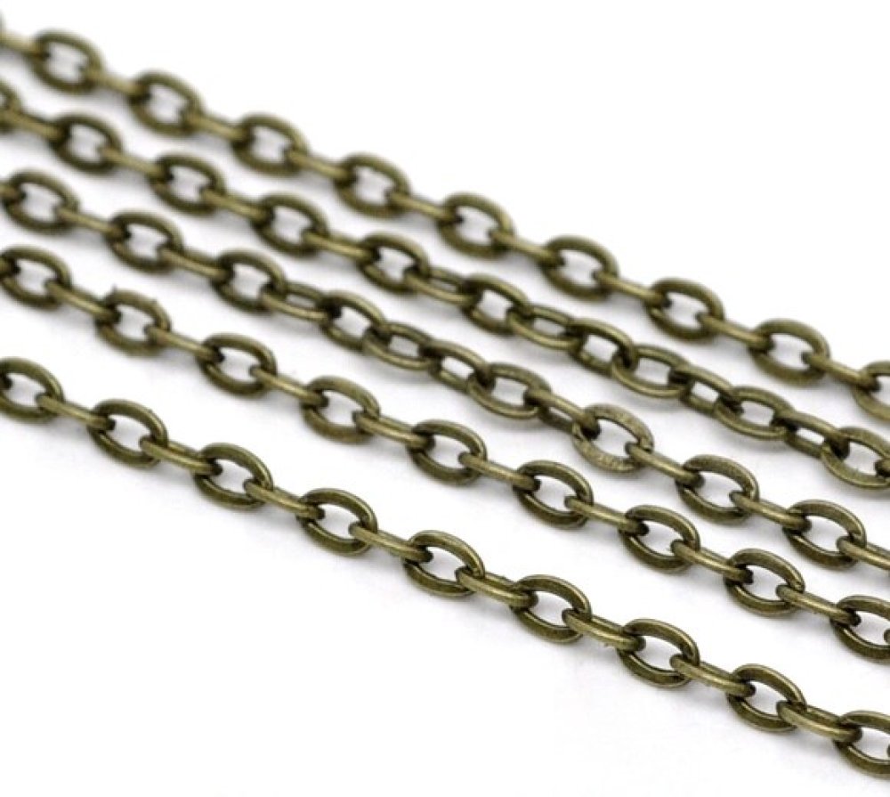 1m Chaine maille Forçat chainette bronze 4,5mm x 3mm petit maillon
