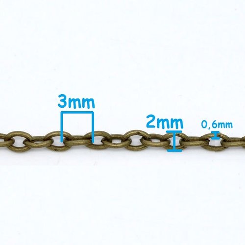 1m Chaine maille Forçat chainette bronze 4,5mm x 3mm petit maillon