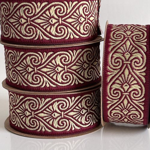 PandaHall 10m Ruban Tissu Vintage, 33mm Garniture Tissée Brodée Florale