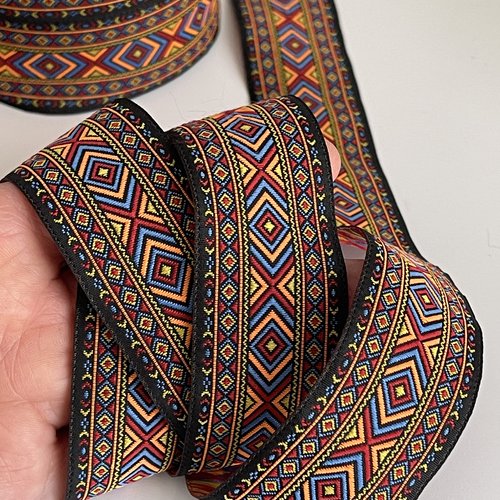 Rubans Jacquard Rouge Doré Et Bordeaux De 35 Mm De 3,5 Cm, Bordure Jacquard De Style Spirale, Rubans Tissés, Fournitures De Colliers