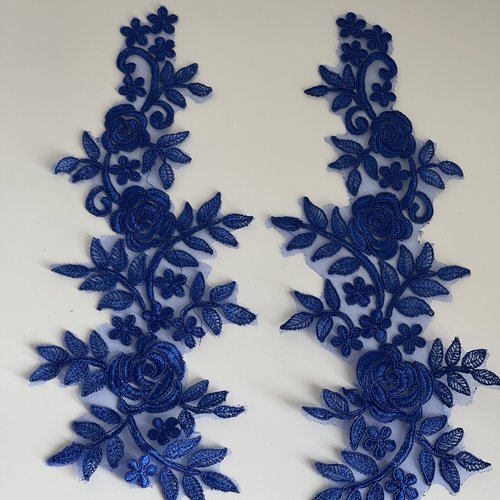 Applique à coudre double customisation textile dentelle applique en dentelle à coudre applique bleue roi