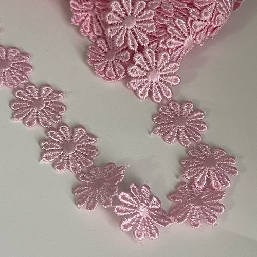 Ruban de dentelle en guipure rose ruban guipure motif fleur dentelle artisanale motif marguerite 2,5 cm