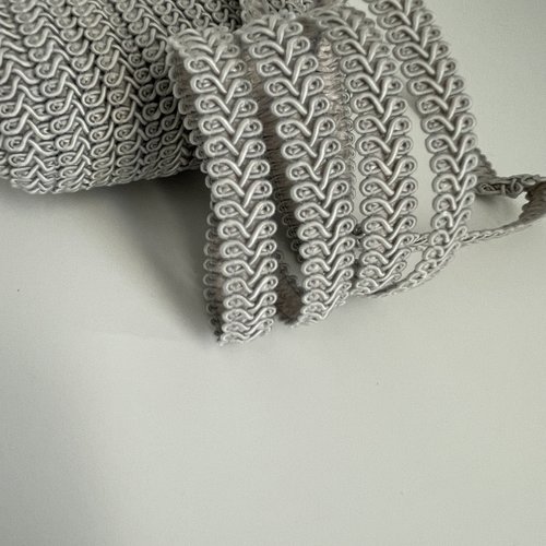 Ruban de passementerie, ruban épis,ruban tressé 13 mm, galon épis de passementerie gris