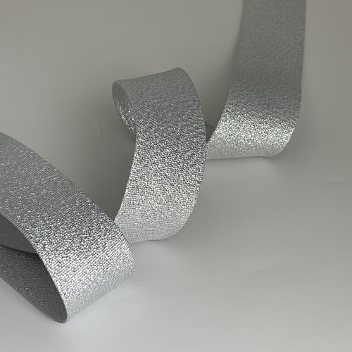 Biais lurex ruban biais argent pailleté 30 mm galon biais 30 mm