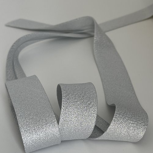 Biais lurex ruban biais argent pailleté 30 mm galon biais 30 mm