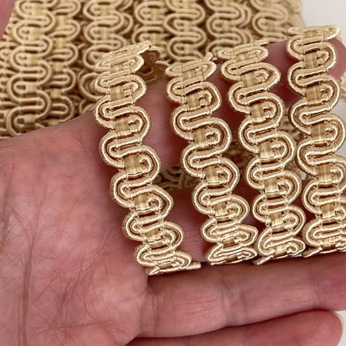 Galon de passementerie ondulé ruban tressé de passementerie ruban ondulé beige champagne 12 mm galon décoratif blanc galon tapisserie