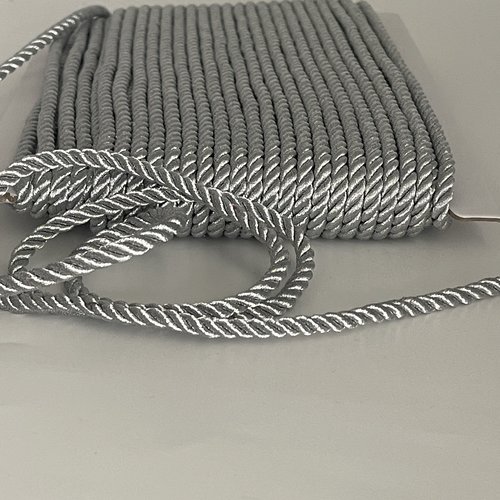 Cordon torsadé brillant 5 mm doré ou argenté  au mètre  pour couture décoration rideaux loisirs créatifs cordon artisanal