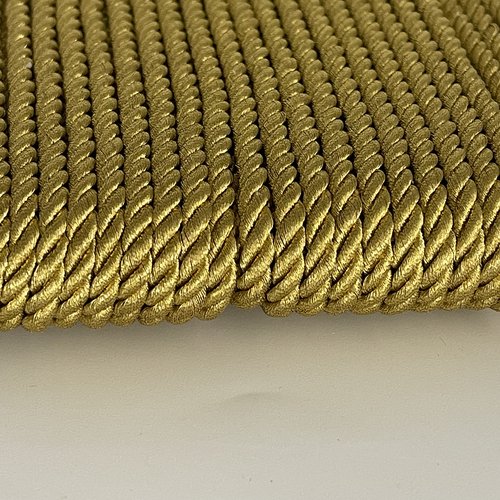 Cordon torsadé brillant 5 mm doré ou argenté  au mètre  pour couture décoration rideaux loisirs créatifs cordon artisanal