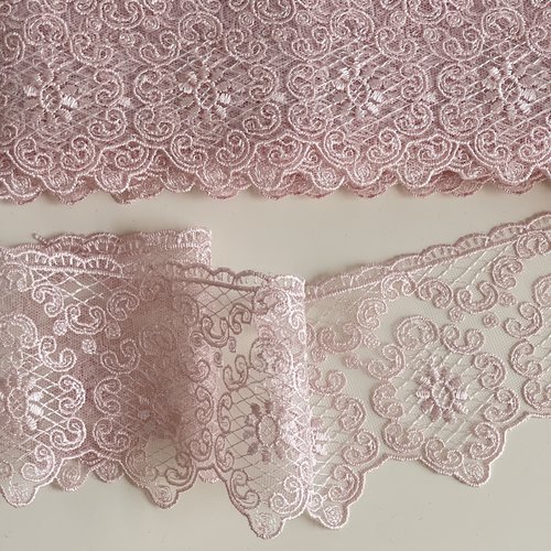 Dentelle brodée rose, dentelle rose,