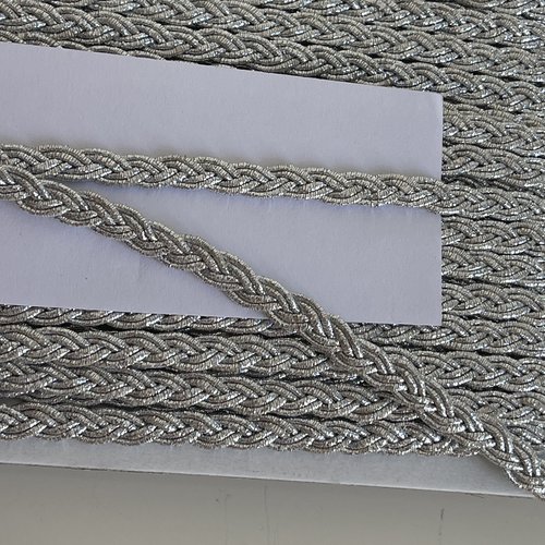Galon tressé,cordon torsadé argenté,ruban tressé en fil métallique 4 mm,