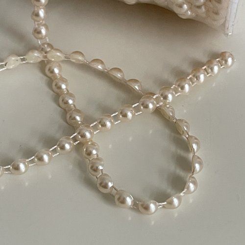 Ruban demi perles 6 mm,galon perlé ivoire ,ruban demi perles 1 mètre