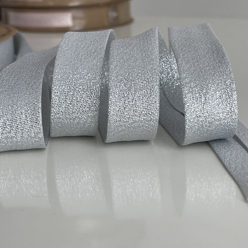 Biais couleur argenté lurex 20 mm,biais tout textile, ruban biais pour customiser le textile.
