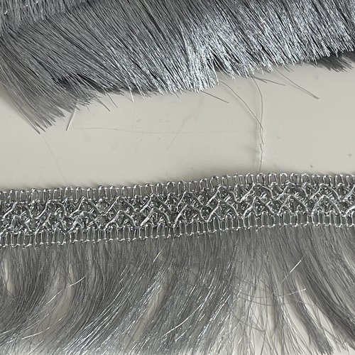 Ruban à franges argenté,ruban pour créations artisanales métallisé,ruban frangé gris argenté 7 cm de largeur