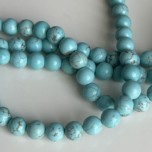 Brin de perles turquoises gemmes artisanales gemmes rondes 8 mm perles turquoises véritables rondes pour créations de bijoux