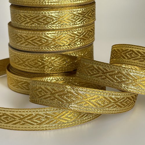 Ruban doré lurex 20 mm ruban or motif géométrique