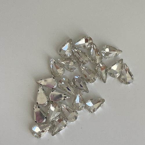 Perles en strass à coudre perles en verre forme poire strass pour création artisanale strass en verre 13*8 avec socle argenté