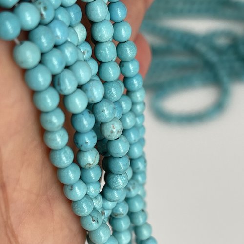 Brin de perles gemmes artisanales gemmes turquoises rondes 6 mm perles turquoises véritables rondes pour créations de bijoux