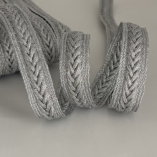 Ruban galon tressé argenté galon en relief tressé ruban argent 2 cm