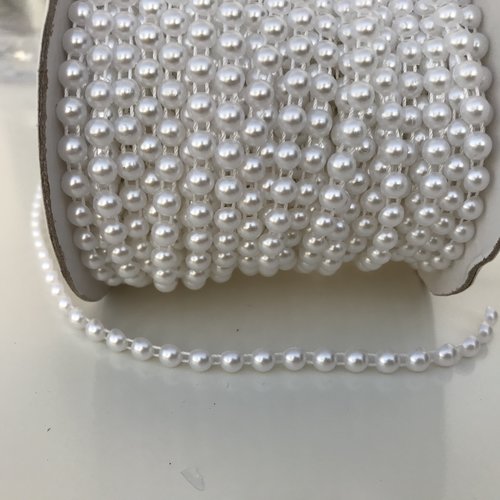 Galon de demi perle, ruban de demi perle 6 mm blanc