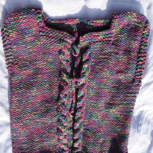 Gilet sans manches ,fille  6 ans ,grosses mailles , multicolore 