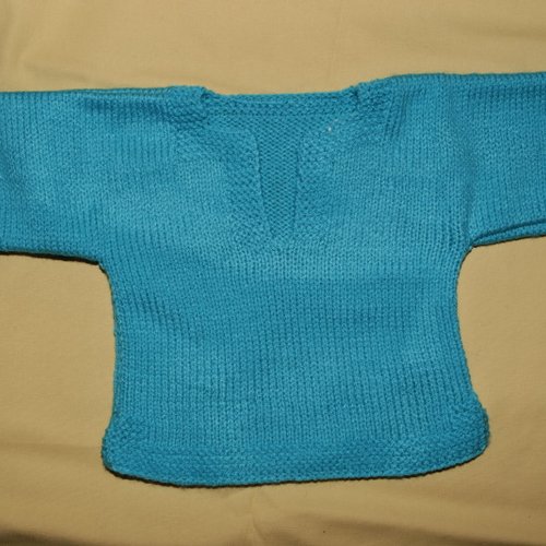 Pull marinière, bébé, bleu turquoise, 6 mois.