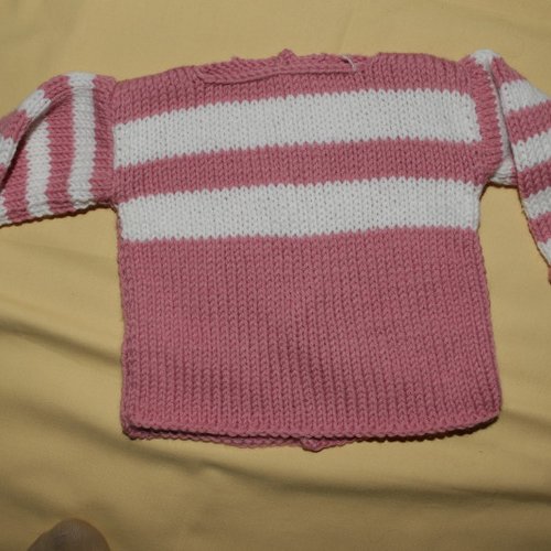Pull bébé, rayé rose et blanc, 1 an.