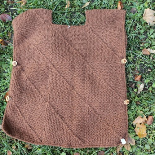 Poncho, sur pull sans manches, marron,