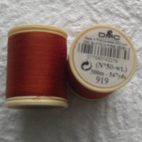 Fil à coudre dmc en coton ref. 919 cuivre rouge 