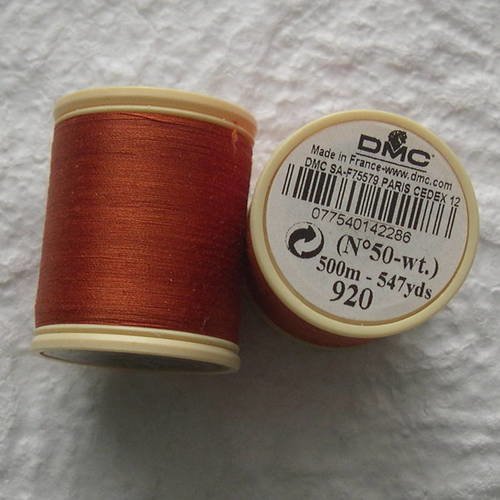 Fil à coudre dmc en coton ref. 920 cuivre ocré 
