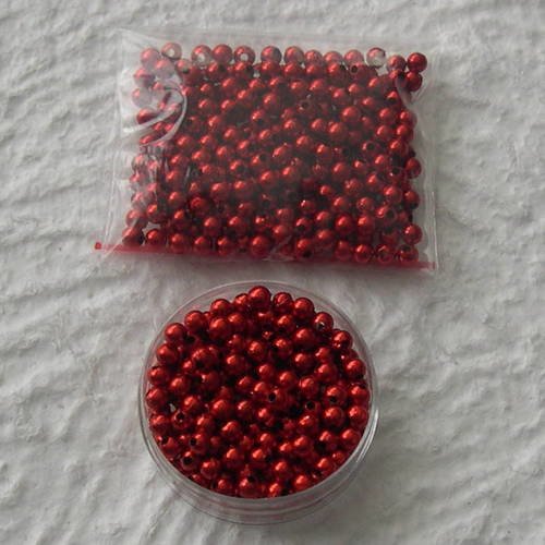 Lot de perles rondes 4 mm. bleurouge métalisé 