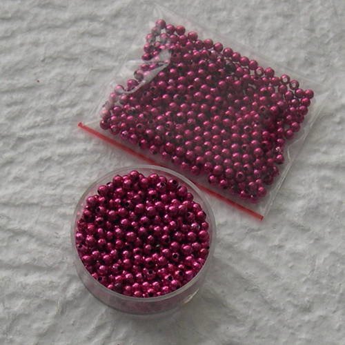 Lot de perles rondes 3 mm. fuchsia métalisé 